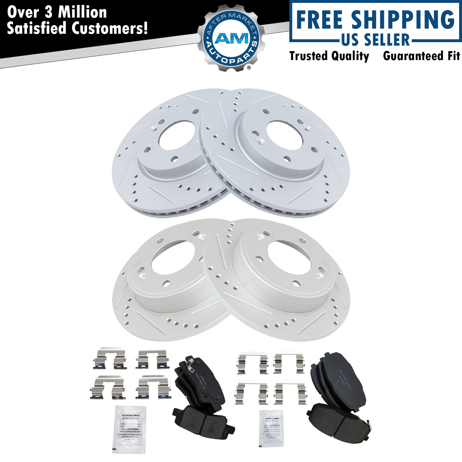 Front & Rear Ceramic Brake Pad & Performance Rotor Kit for Kia Soul