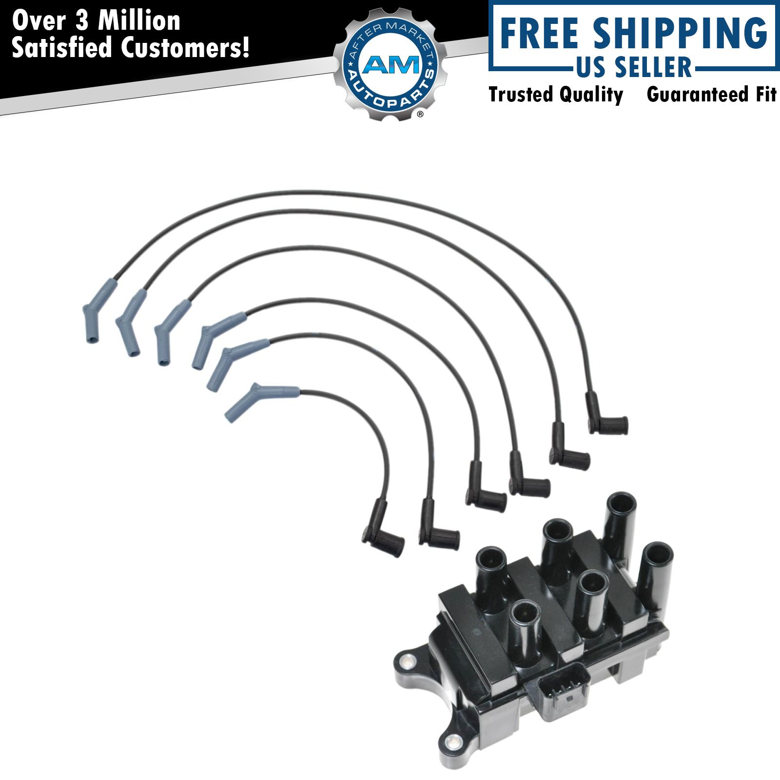 Ignition Coil & Spark Plug Wire Kit Set for Ford Mercury V6 New