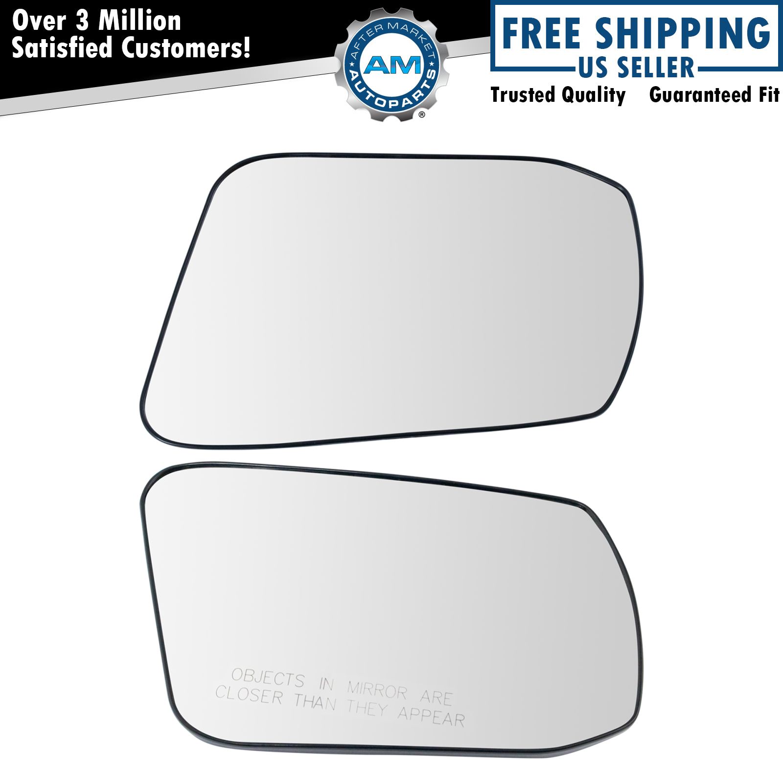 Exterior Non-Heated Mirror Glass w/ Backing Plate LH RH Pair for Nissan