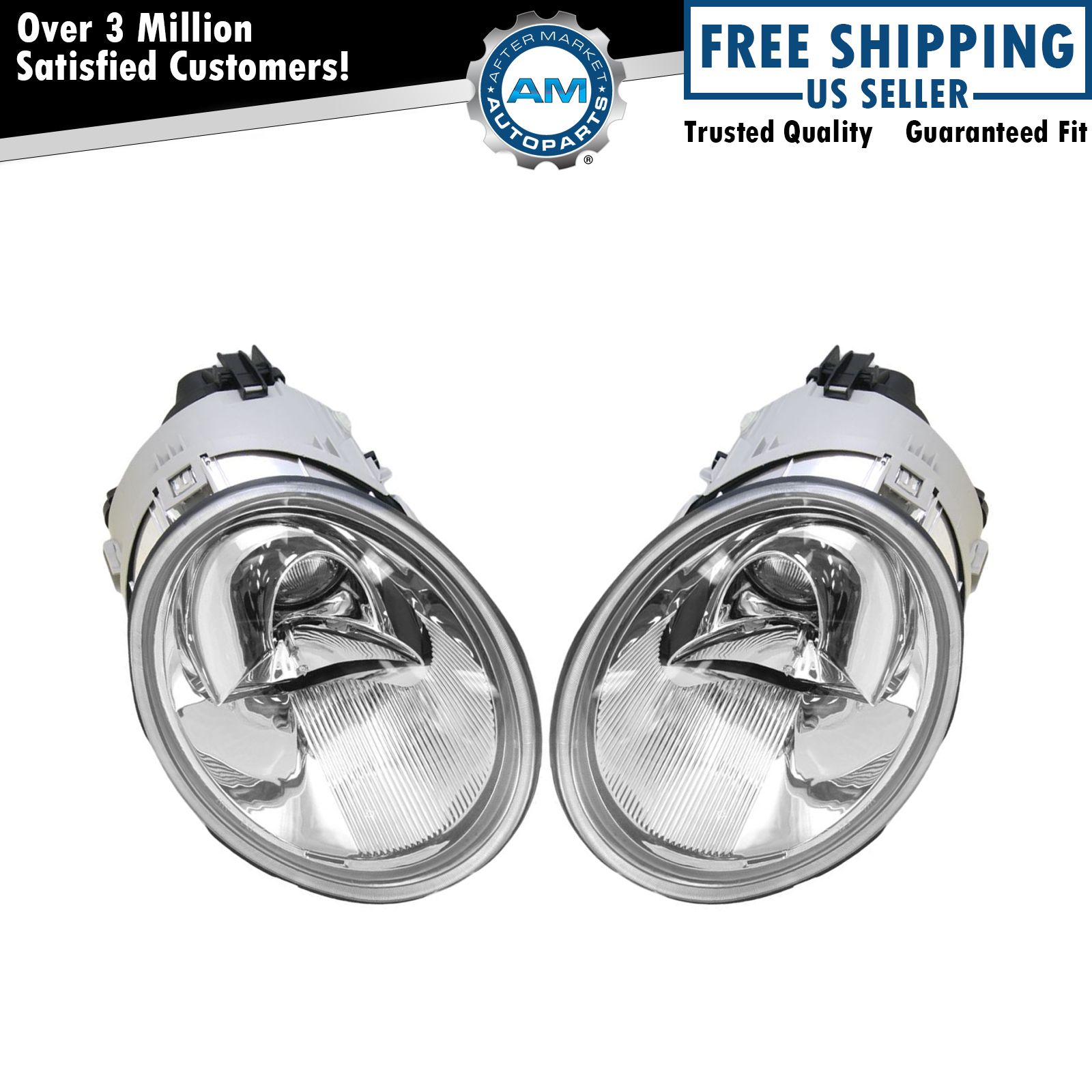 Headlight Headlamp Pair Set Left LH & Right RH NEW For 02-05 VW Beetle ...