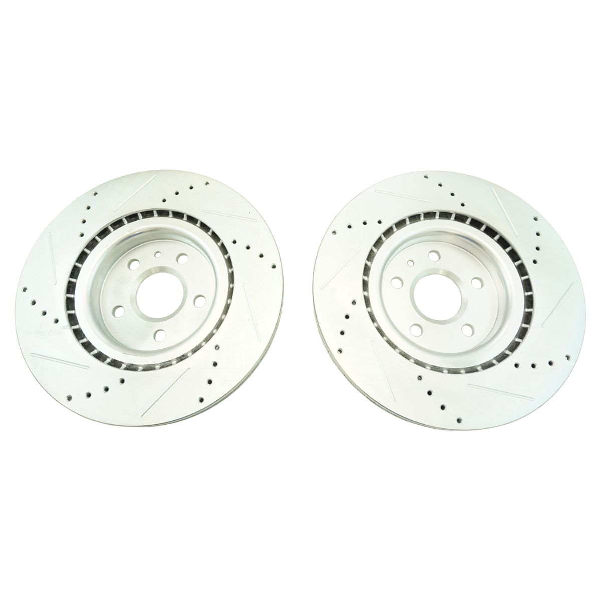 Front & Rear Performance Drilled Slotted Zinc Coated Rotor Kit for GM