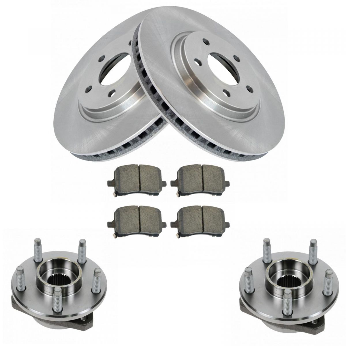 Front Posi Ceramic Disc Brake Pad Rotor /& Wheel Hub w// Bearing Kit LH /& RH Set