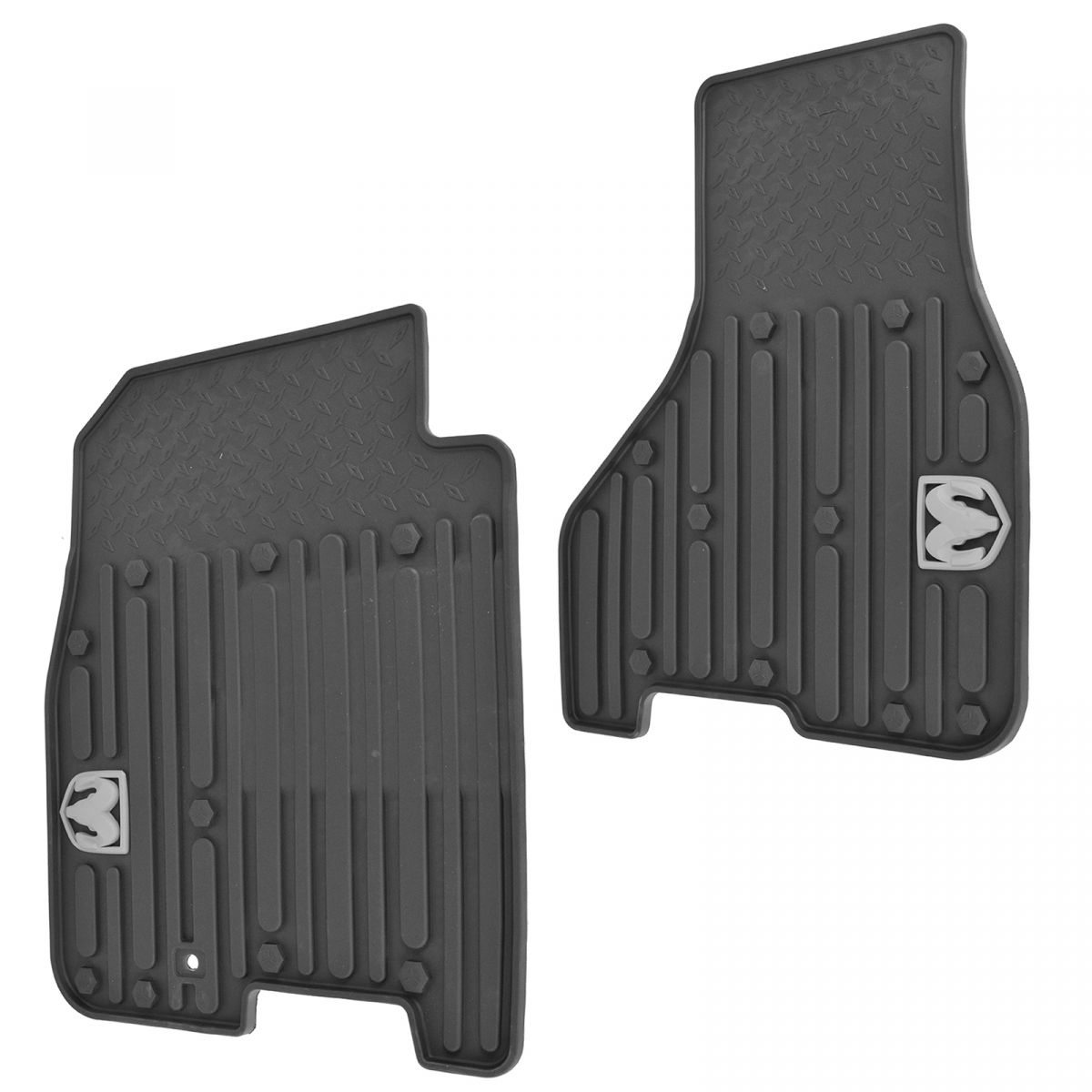 OEM Mopar Front Floor Mat Rubber All Weather Gray Set Pair for Ram Crew