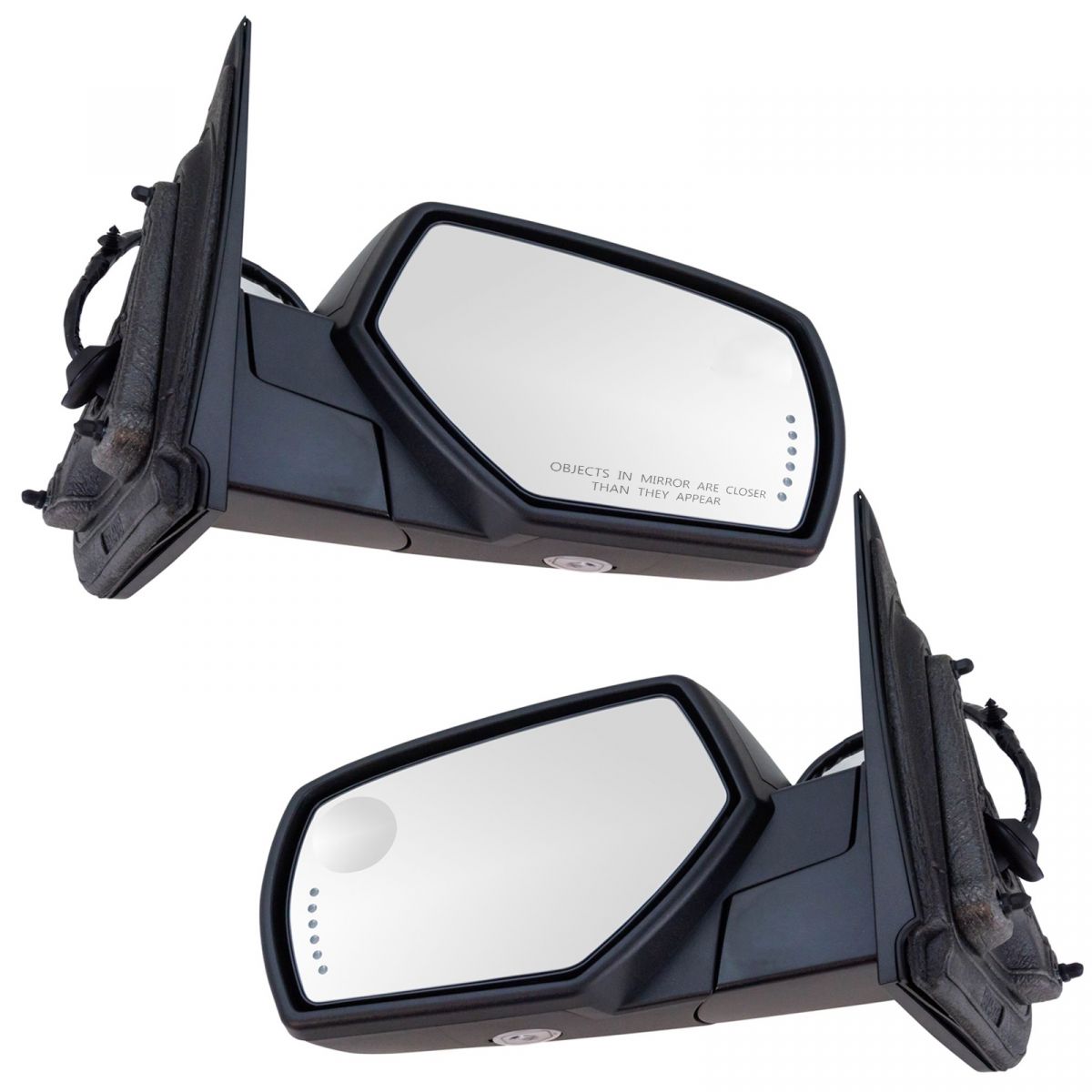 Mirror Power Fold Heated Memory Signal Puddle Textured Black Pair for