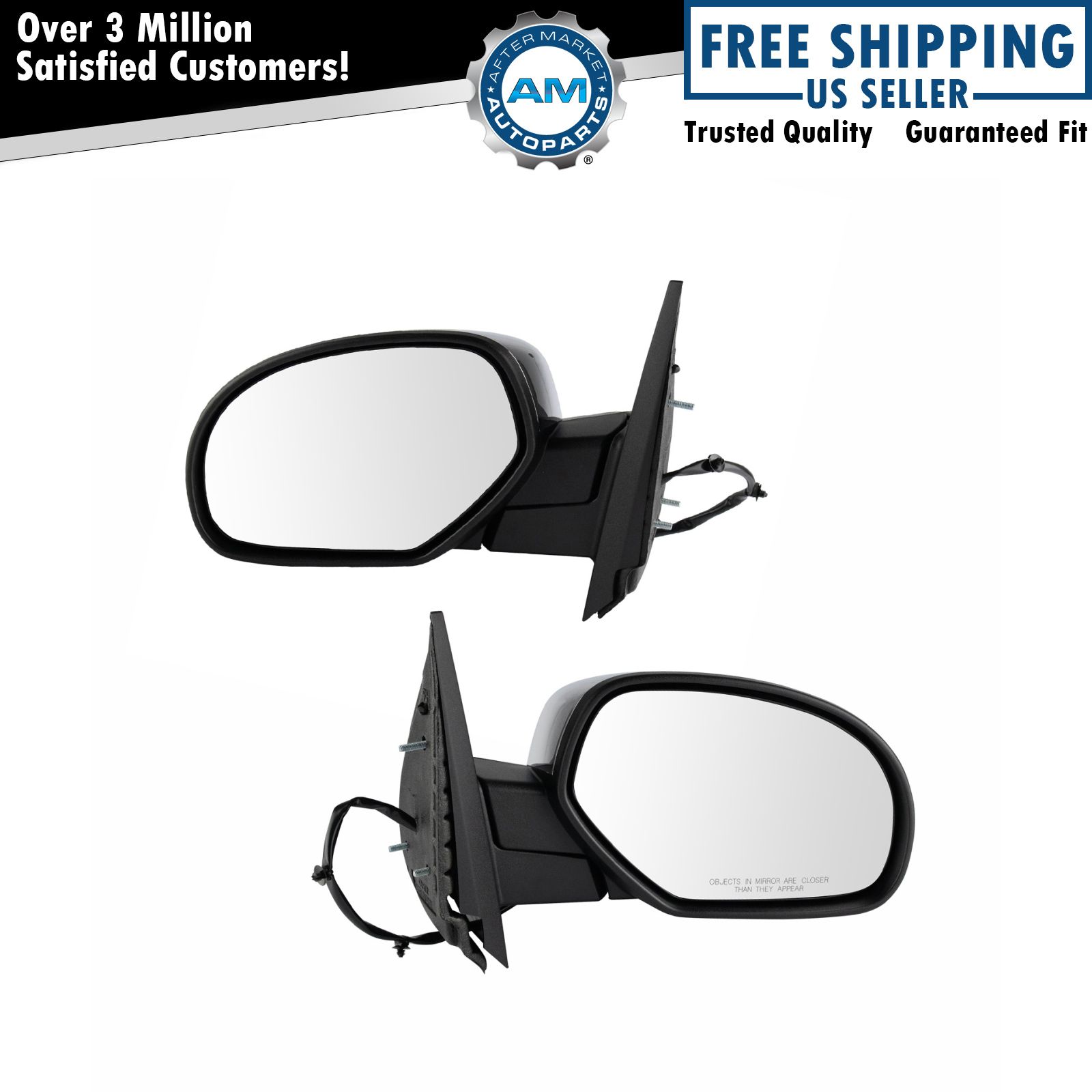 <b>2 Piece Power Heated Chrome Mirror Set</b>