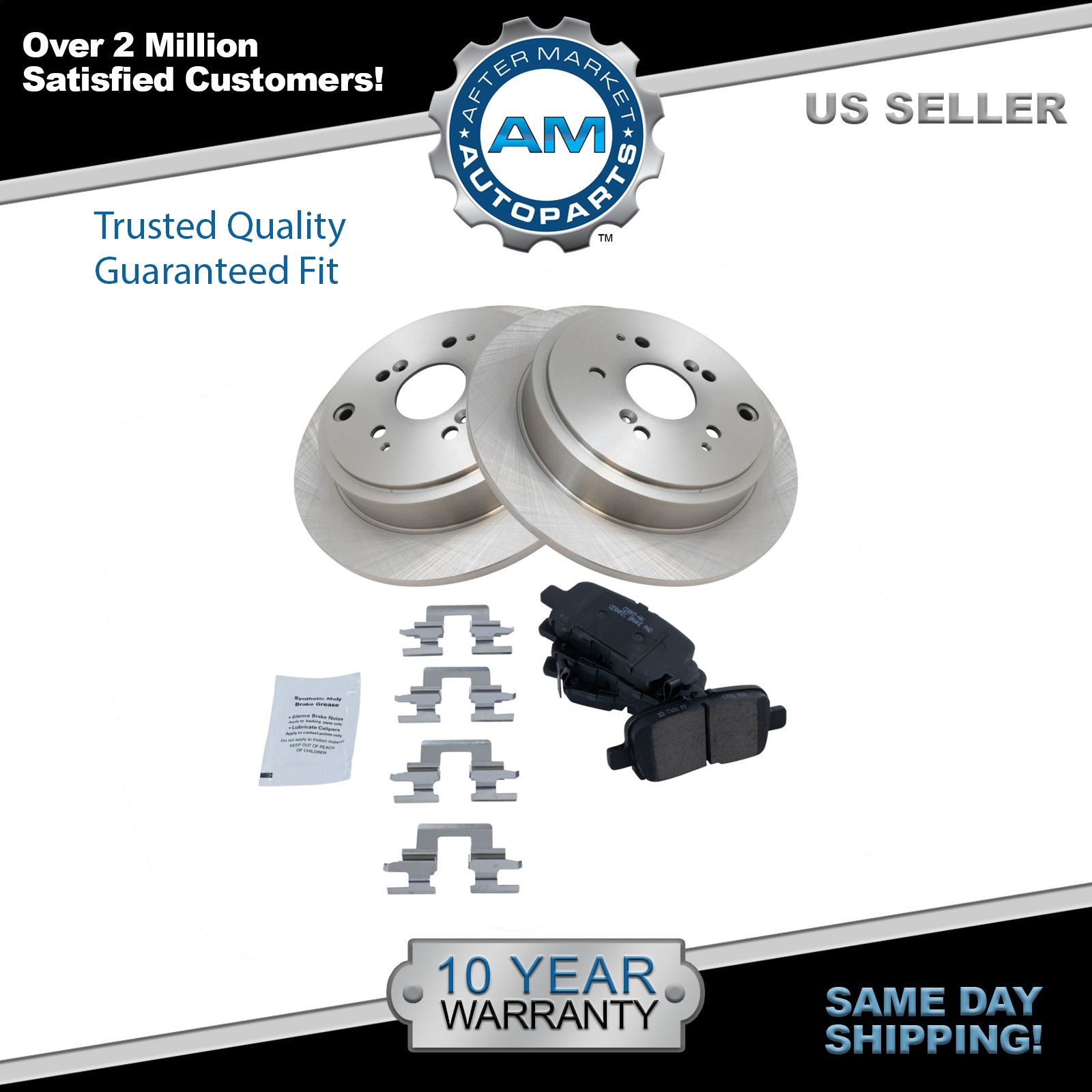 Nakamoto Rear Disc Brake Pad & Rotor Kit Set for Honda Pilot MDX