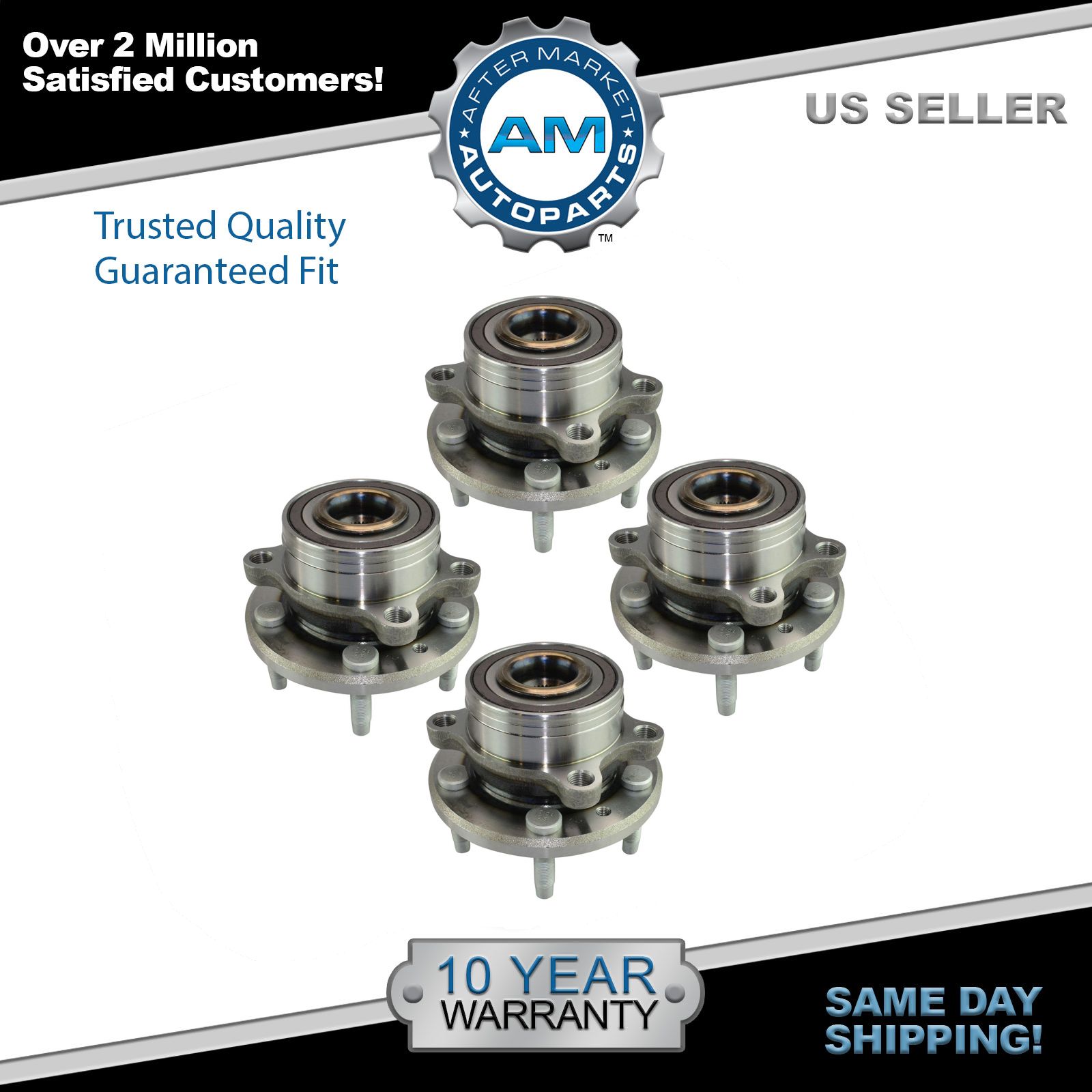 Wheel Bearing & Hub Assembly Front & Rear Kit Set of 4 for Ford