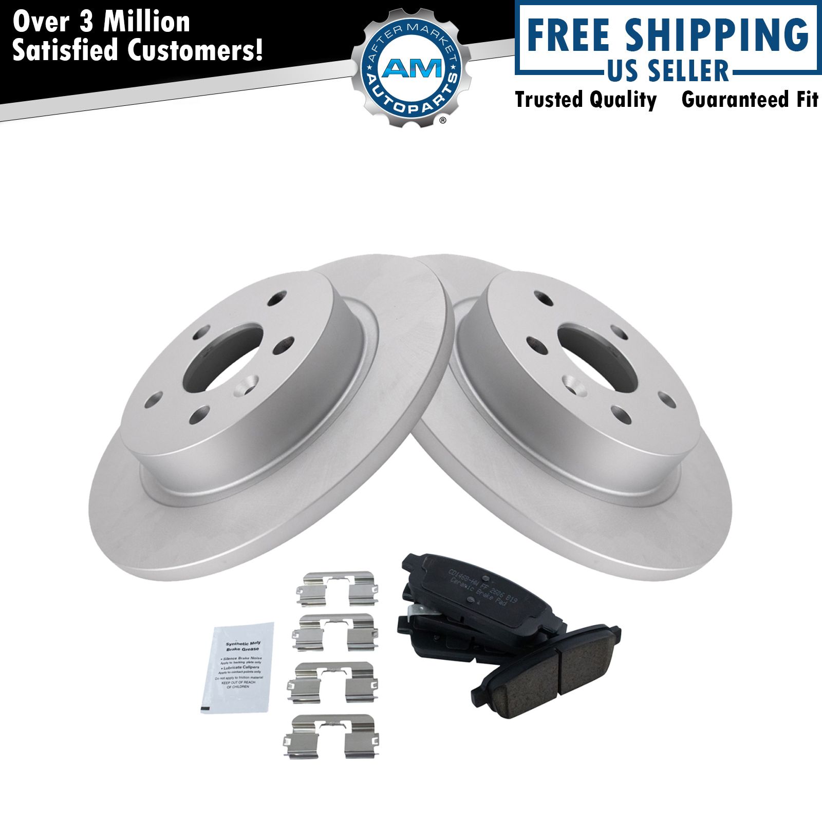 Rear Premium Ceramic Brake Pad & Coated Rotor Kit for Chevrolet Buick