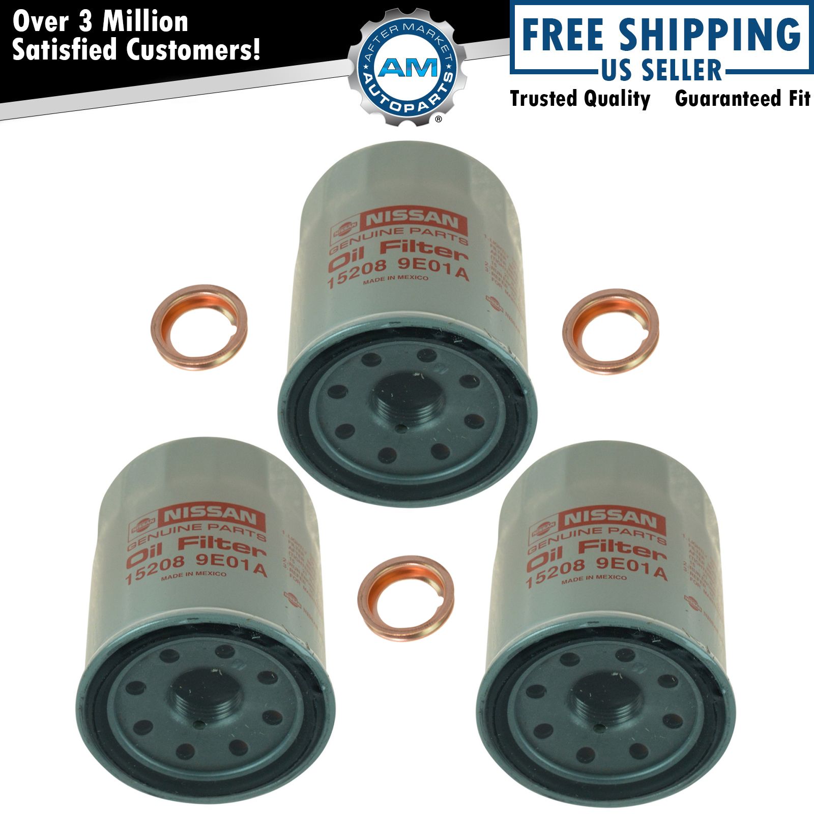 OEM Engine Oil Filter & Drain Plug Gasket Kit Set of 3 for Nissan