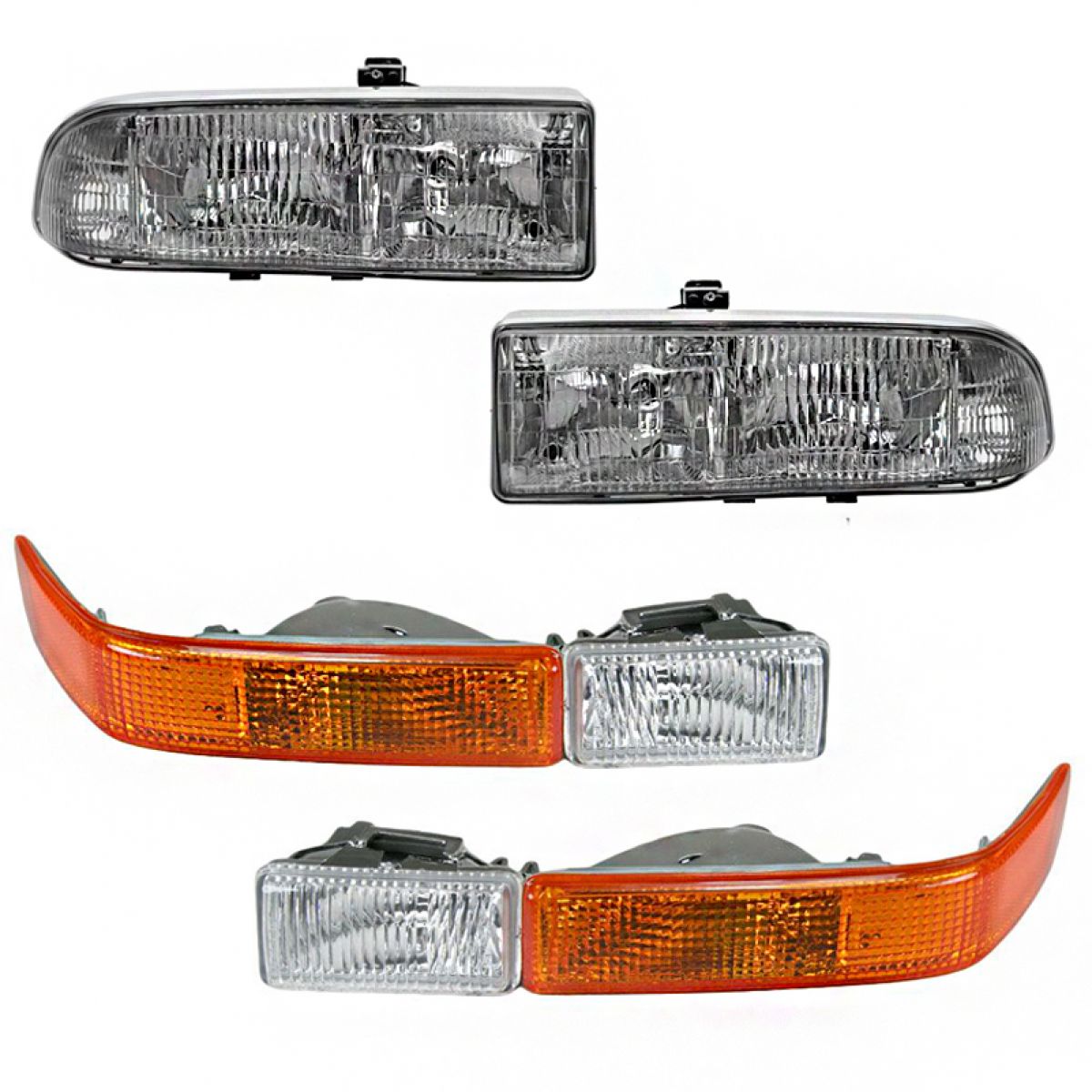 Headlight Parking Light Lamp LH RH 4 Piece Kit Silver for S10 Blazer