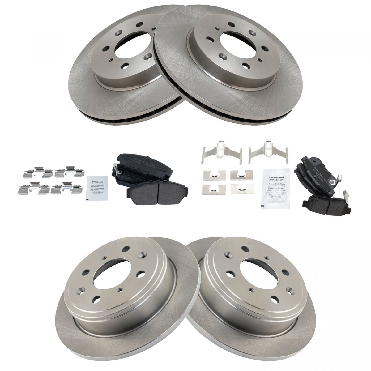 Brake Pad & Rotor Kit SemiMetallic Front & Rear for Integra Honda