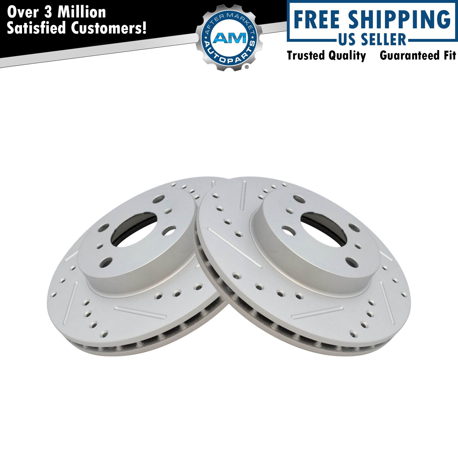 Front Brake Rotors Drilled & Slotted Pair Set For 93-02 Toyota Corolla Prizm