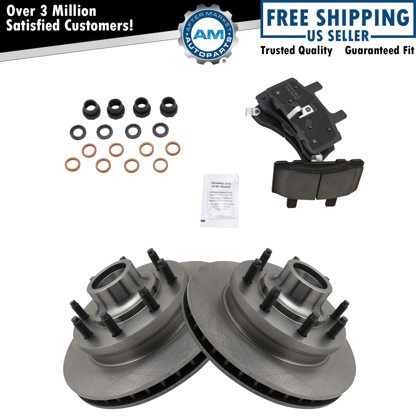 Front Brake Pad & Rotor Kit Brake Rotor For 1994-1999 Dodge Ram 2500