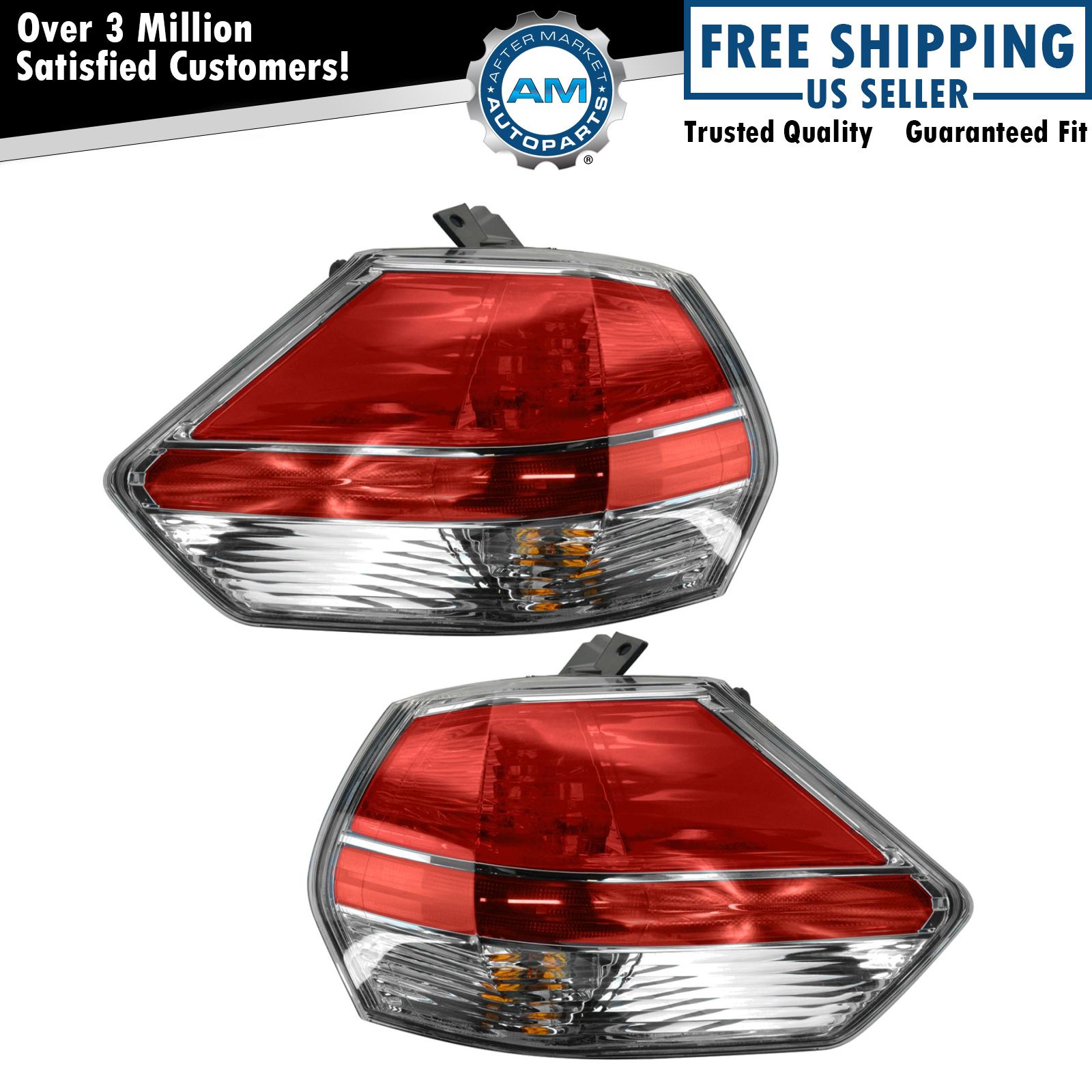 Tail Light Lamp with Lens & Housing Replacement Pair Set Kit for Nissan Rogue