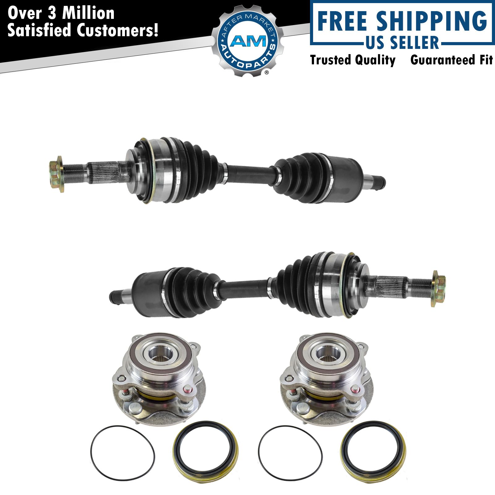 Front CV Axle Shaft Assembly Wheel Hub Bearing Kit Set 4pc for Sequoia