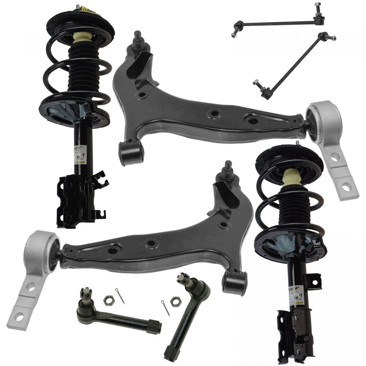 Front Control Arm Complete Strut Spring Sway Bar Link Tie Rod End Kit