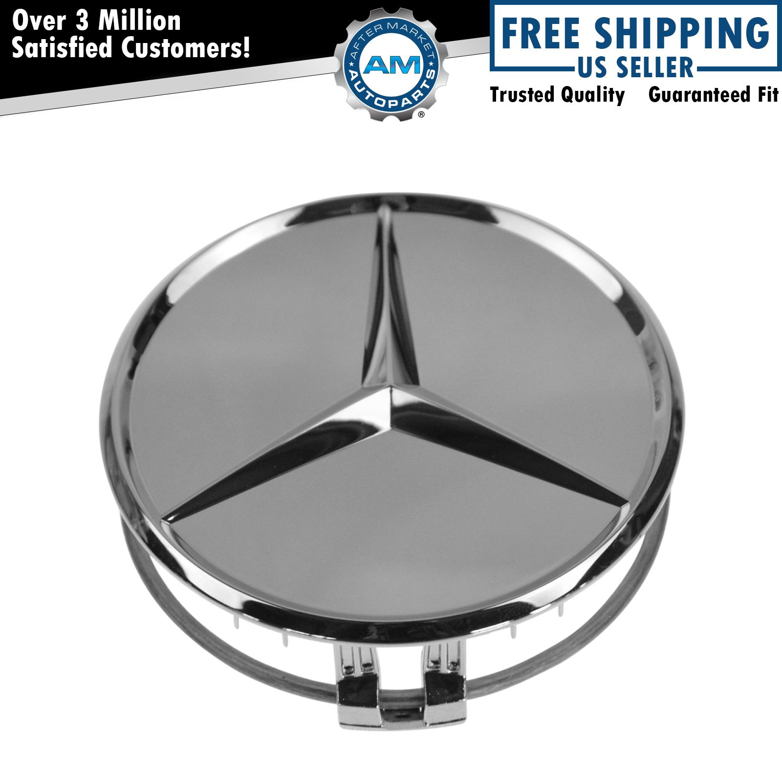 OEM Wheel Center Cap & Raised Star Chrome LH RH Front Rear for Mercedes Benz