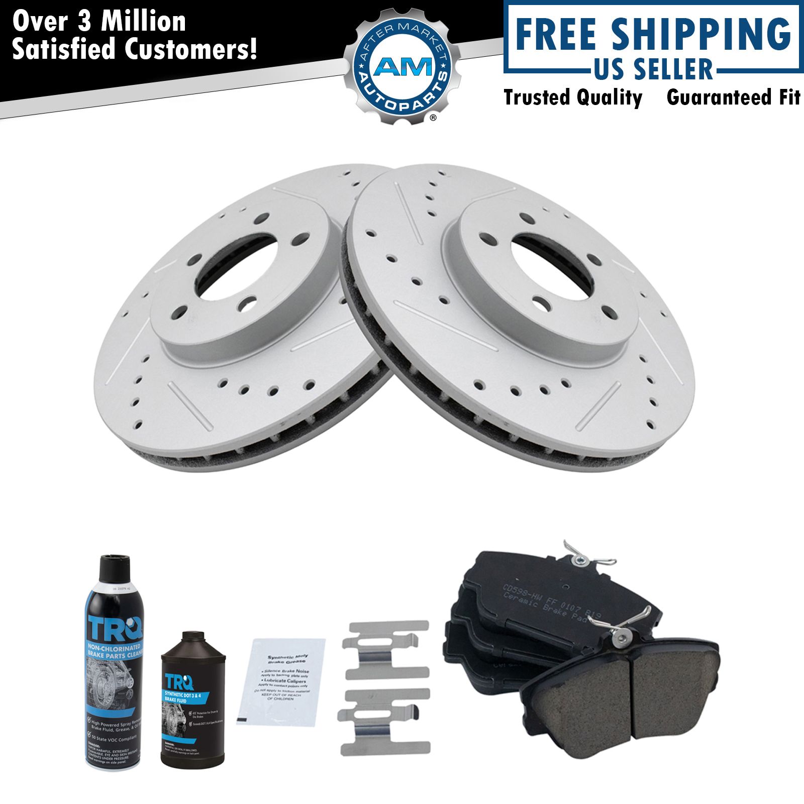 Performance Brake Rotor Coated & Ceramic Pad Front Kit w/Chemicals