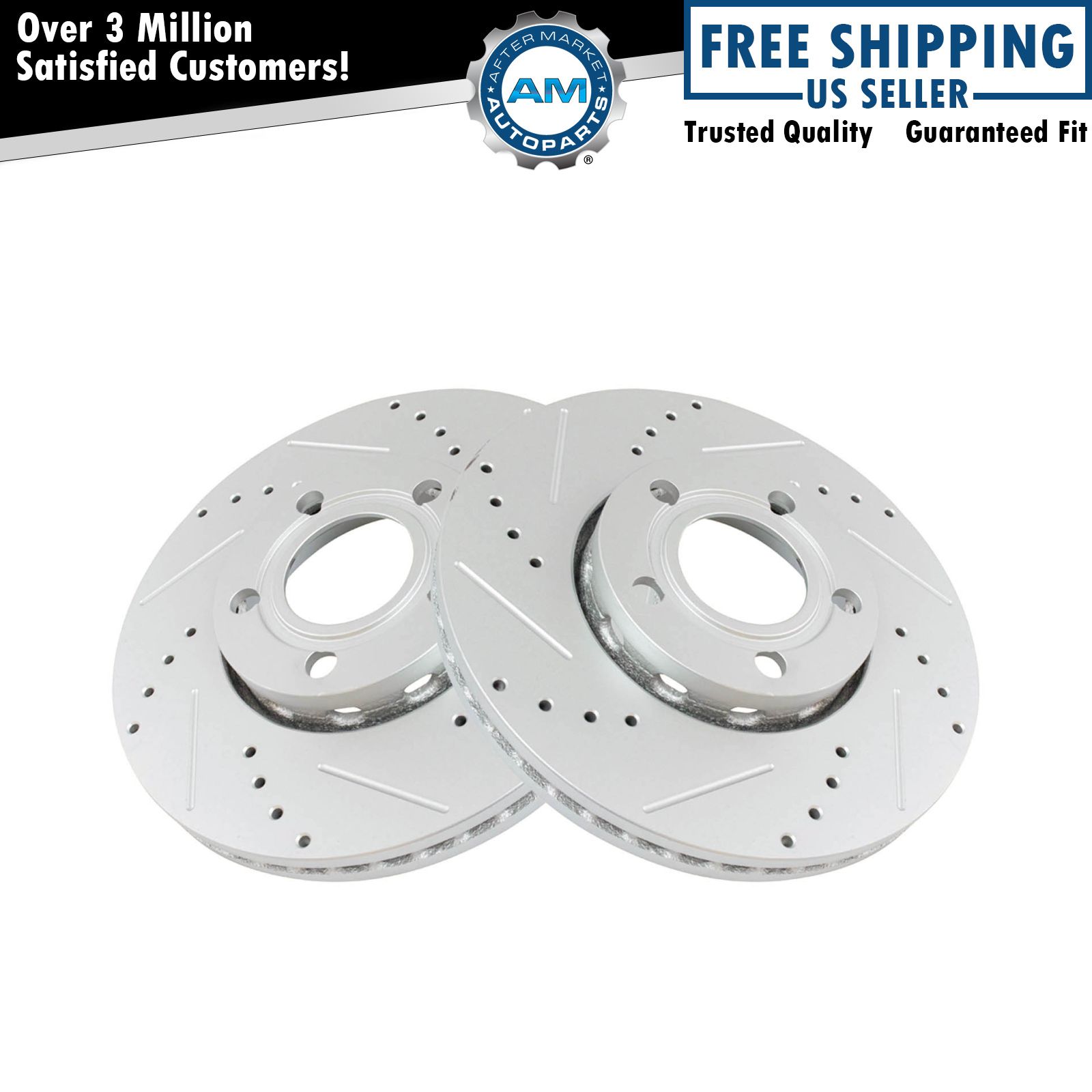 Performance Brake Rotor Drilled & Slotted Front Coated Pair for Audi VW
