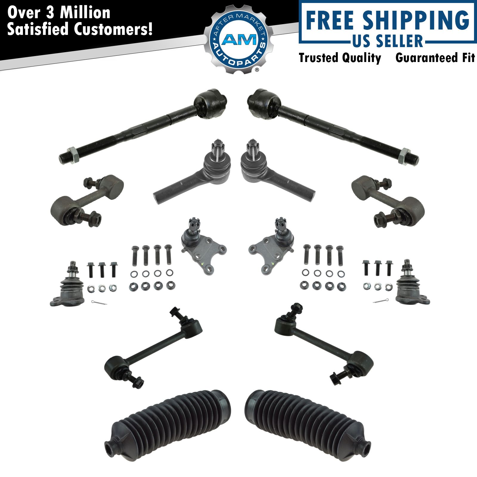 14 Piece Steering & Suspension Kit Ball Joints Tie Rod Ends Sway Bar End Links