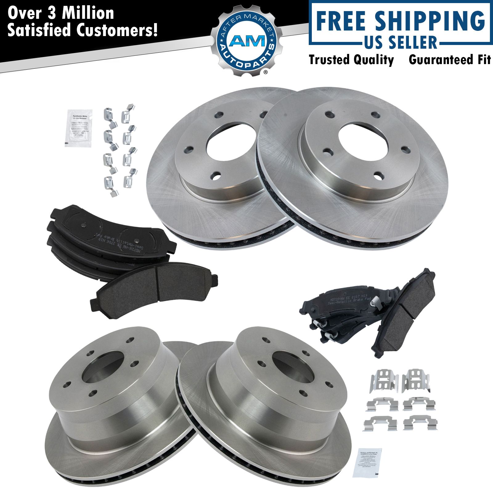 Front & Rear Premium Posi Metallic Brake Pad & Rotor Kit for GM Truck