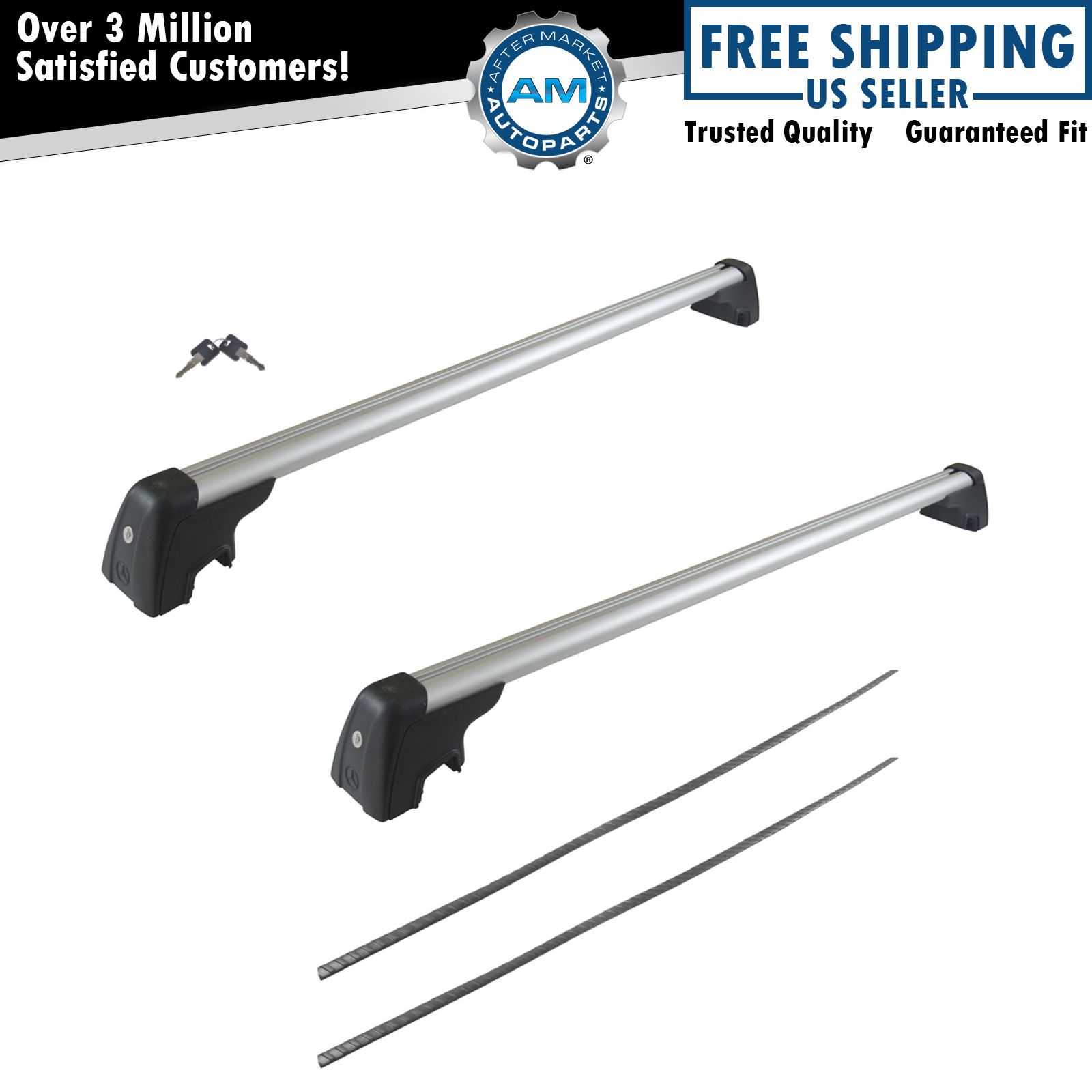 OEM Roof Rack Cross Rail Bar Kit Set of 2 w/ Keys for Mercedes Benz