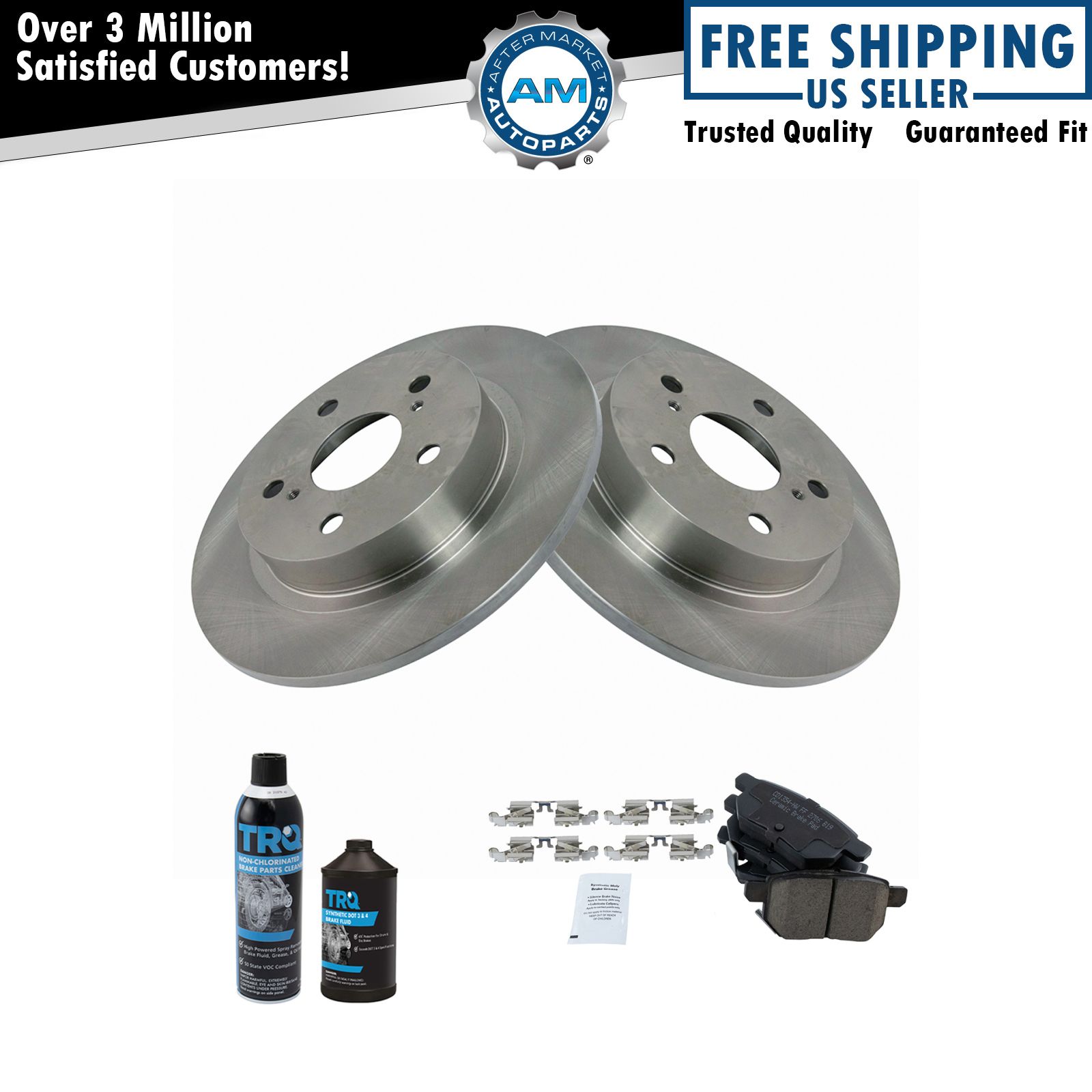 Rear Metallic Brake Pad & Rotor Kit w/Fluids for Vibe Matrix 1.8 Corolla XRS