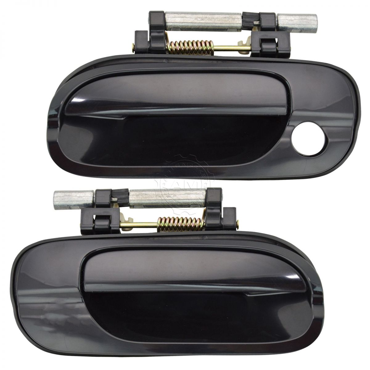 Door Handle Smooth Black Front Outer Pair Set for 0006