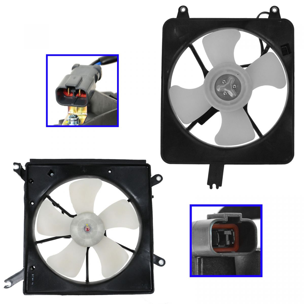 Radiator AC Condenser Cooling Fan Assembly LH RH Pair Set for 9093