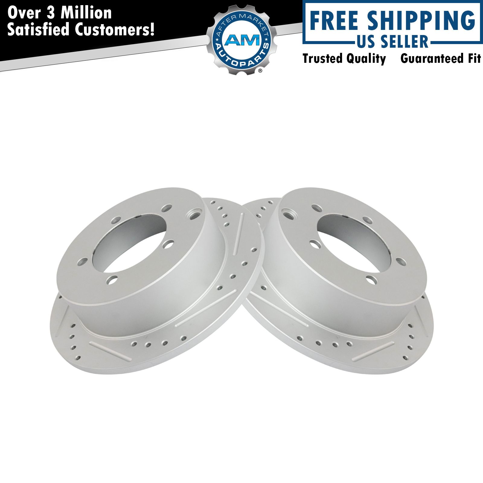 Performance Brake Rotor Drilled Slotted Rear Coated Pair for Mitsubishi