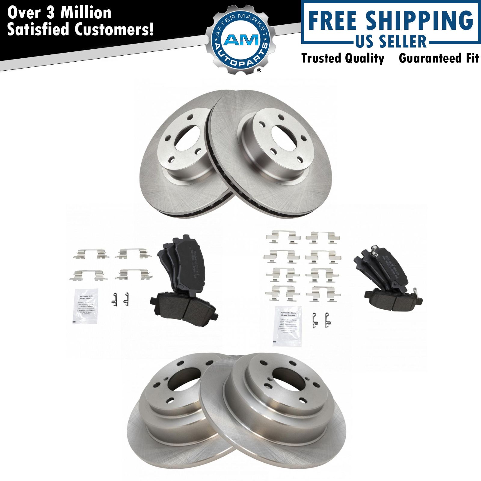 Brake Pad & Rotor Kit SemiMetallic Front & Rear for Subaru Forester