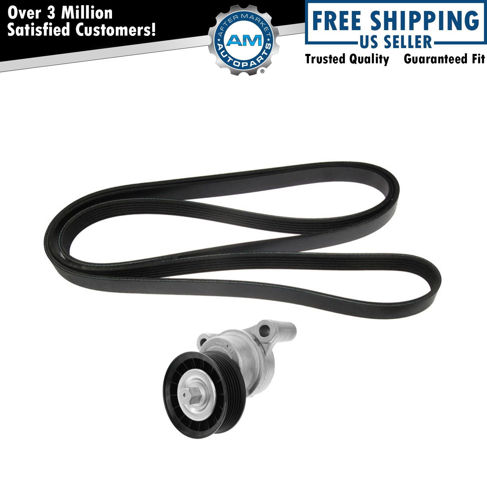 Serpentine Belt w/ Tensioner Assembly for Chevy GMC Cadillac Pickup Truck SUV