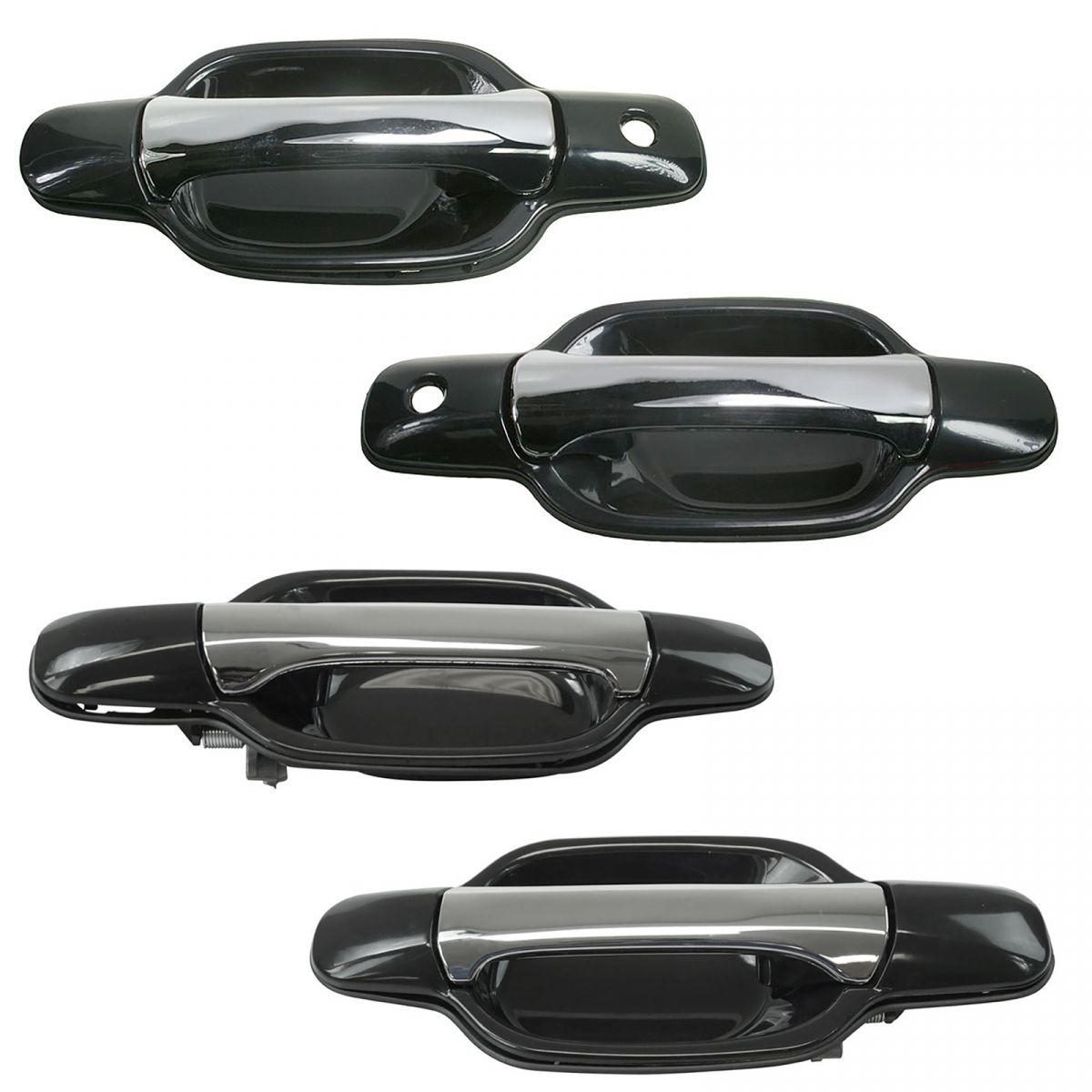 Front & Rear Chrome & Black Exterior Door Handle Set of 4 for GM Pickup