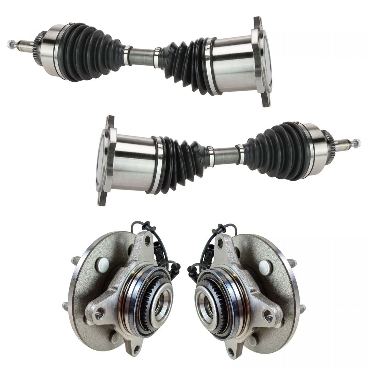 Front CV Axle Shafts & Wheel Hub Bearing Assemblies Set of 4 for F150