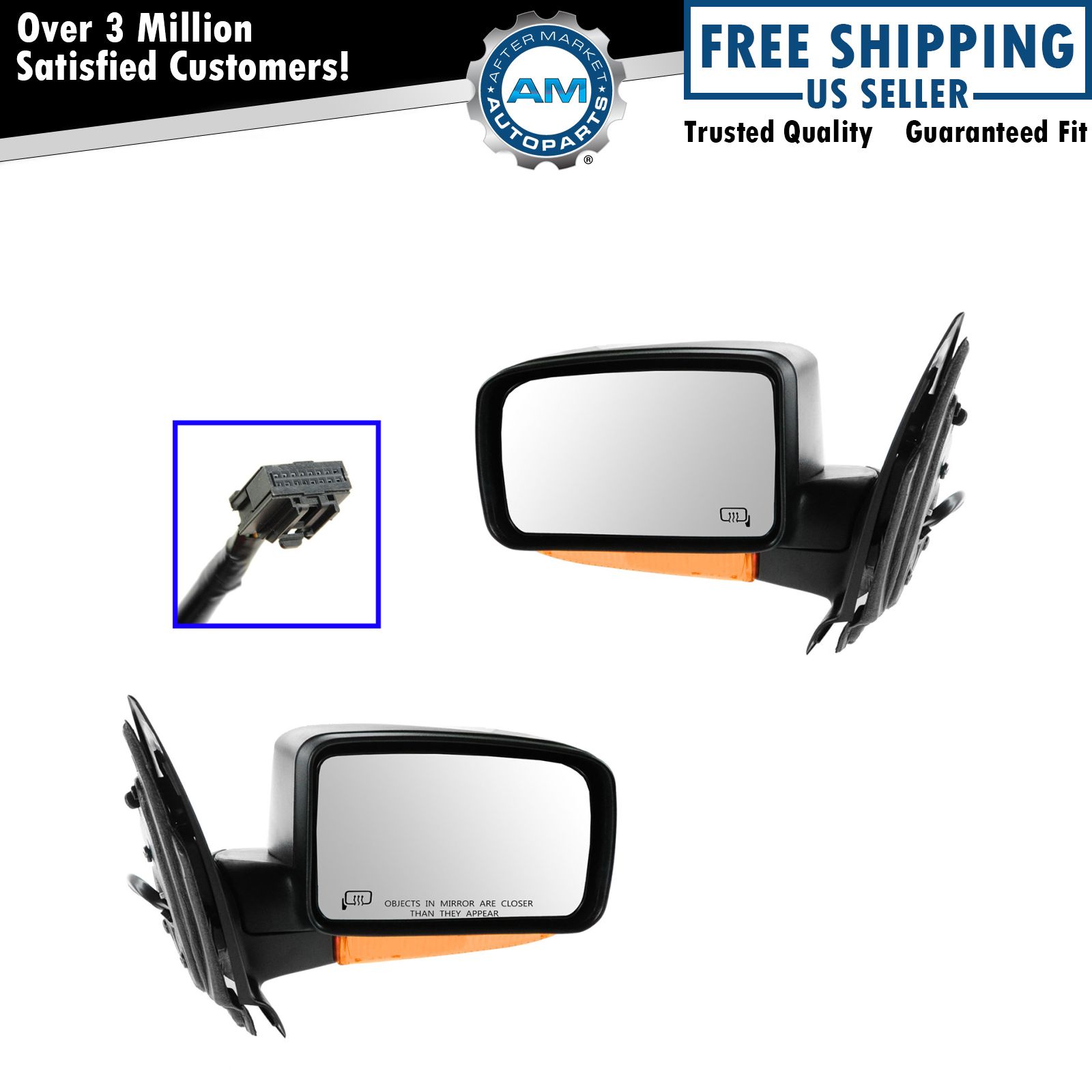 Heated Power Amber Signal Textured Mirror LH RH PAIR for 03-06 Ford Expedition
