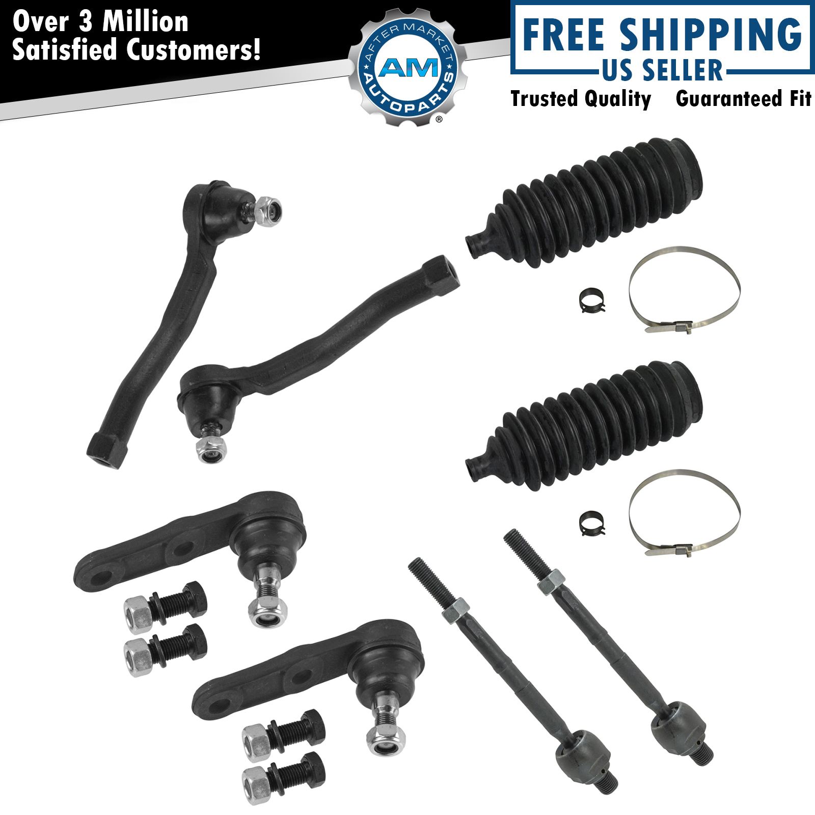 Front Ball Joint Tie Rod End Boot Bellow Steering Suspension Kit Set