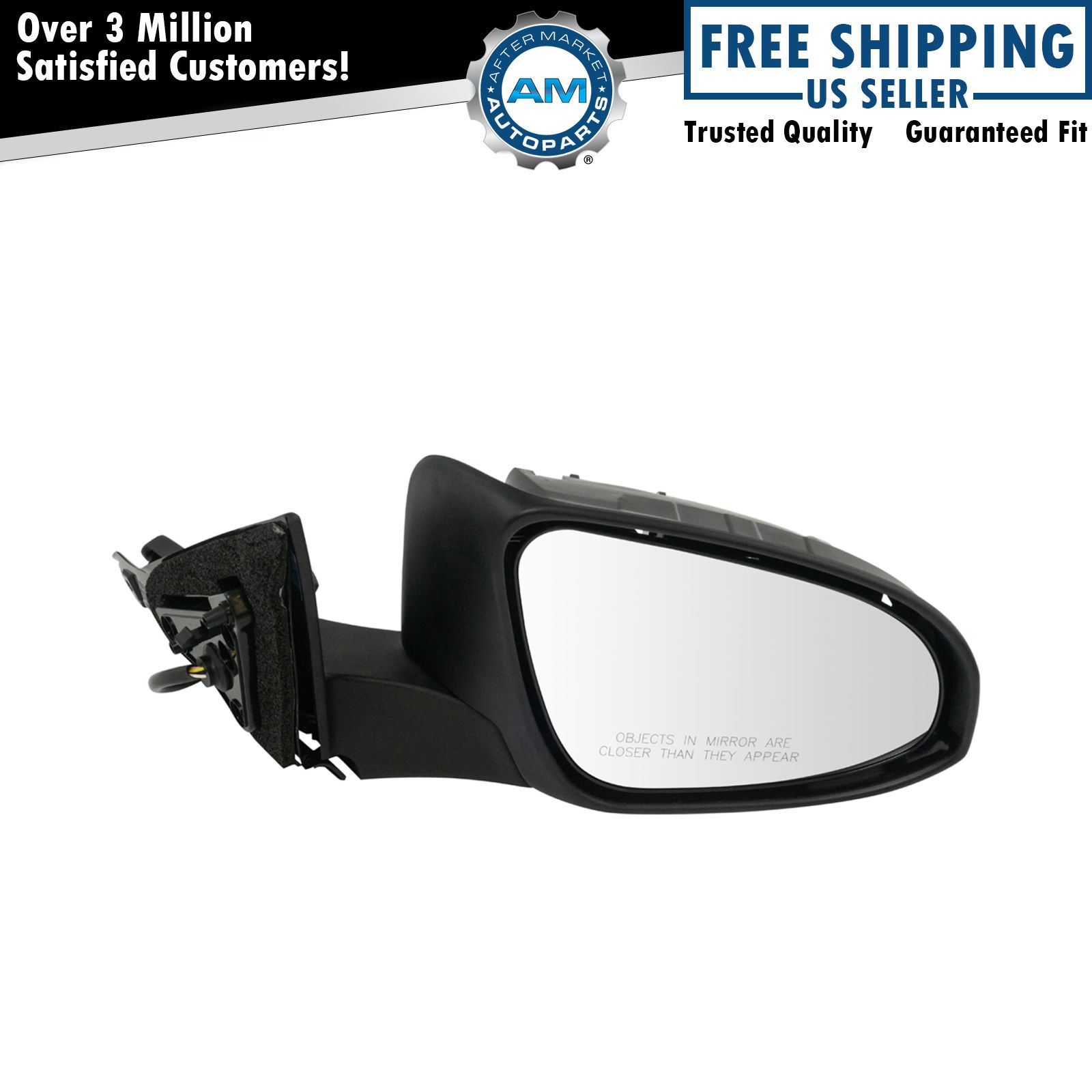Mirror Power Heated Smooth Black Paint to Match RH for Toyota Camry New