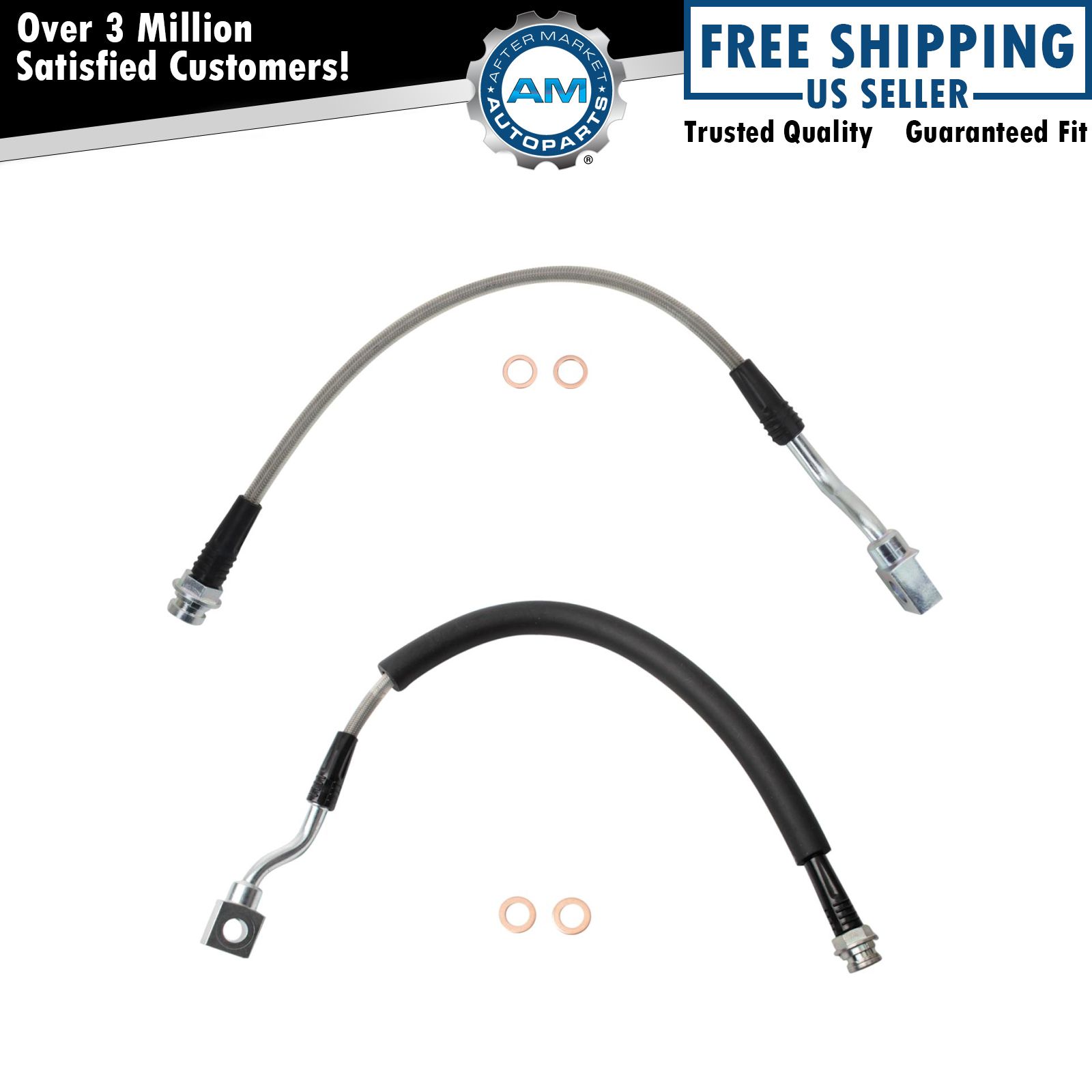 Stainless Steel Rear Brake Hose Set Fits 2000-2007 Chevrolet 2000-2007 GMC