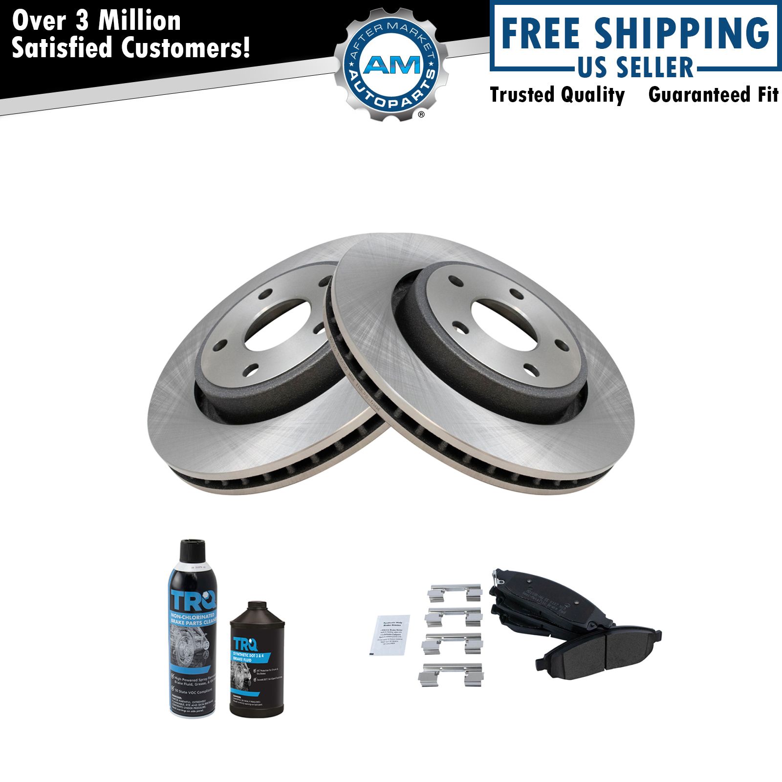 Front Ceramic Brake Pad & Rotor Kit w/Fluids for Jeep Commander