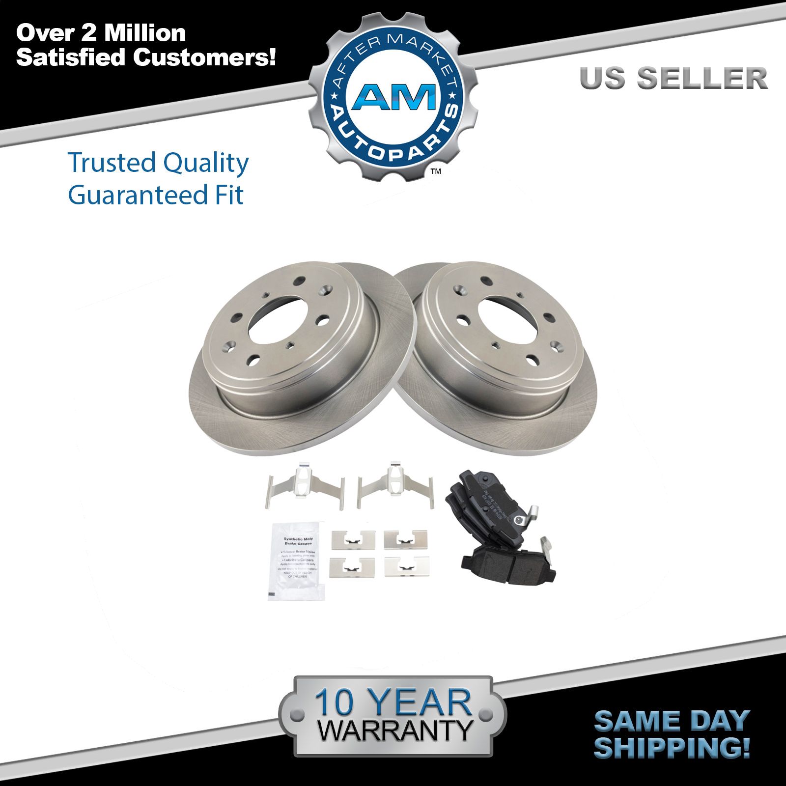 Nakamoto Premium Posi Metallic Brake Pad /& Rotor Kit Front /& Rear Set for Chevy