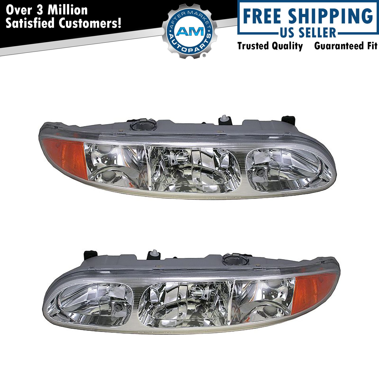 Headlights Headlamps Left & Right Pair Set NEW for 99-04 Oldsmobile Alero