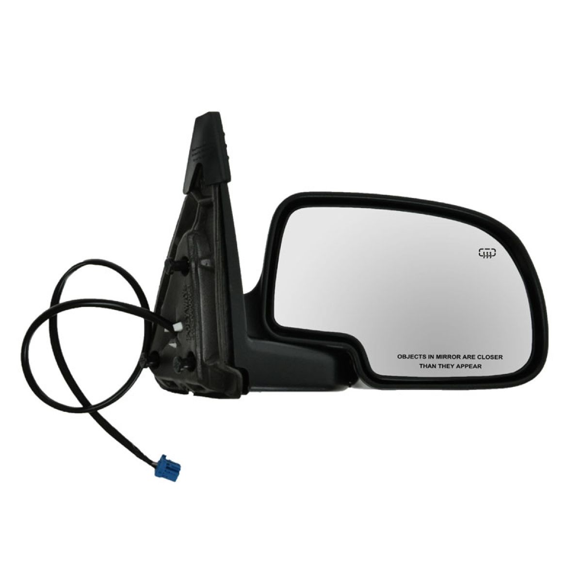 Side View Mirror Power Heated Gloss Black Passenger Right RH for Chevy