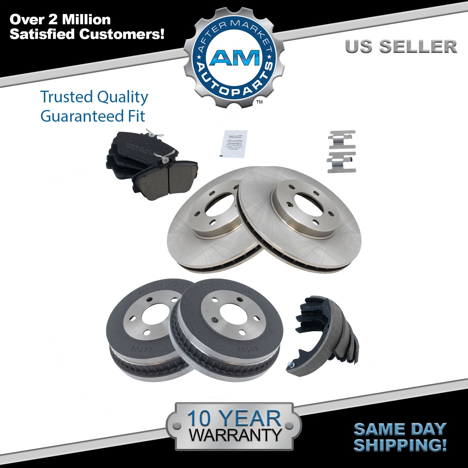 Front /& Rear Posi Metallic Disc Brake Pads Rotors Shoes /& Drum Kit Set for Civic