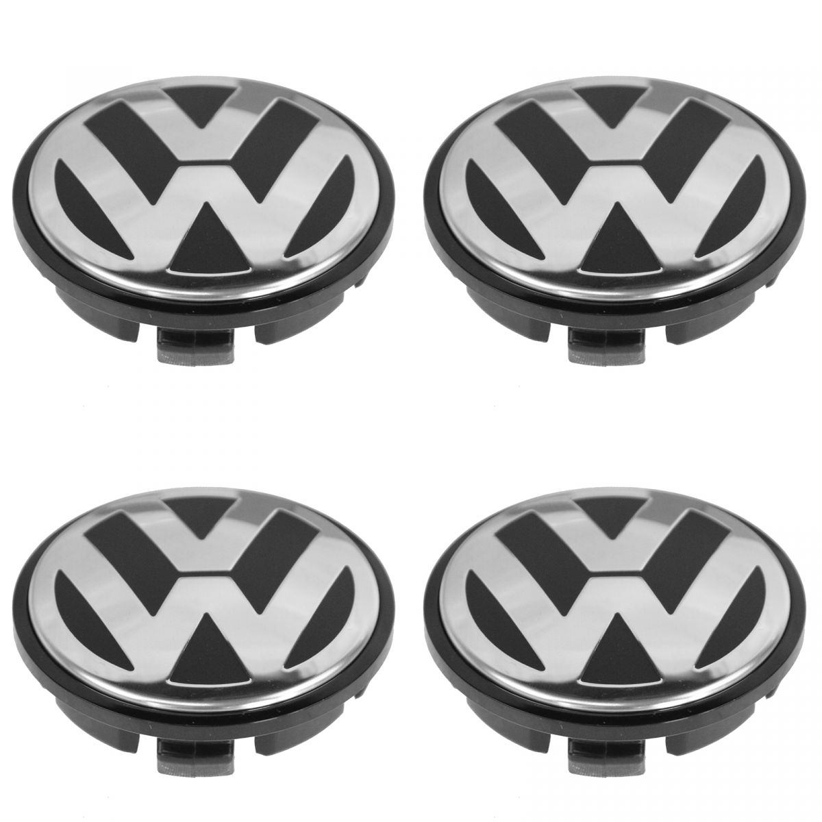 OEM Wheel Center Cap Chrome & Black Set of 4 for Volkswagen VW Golf