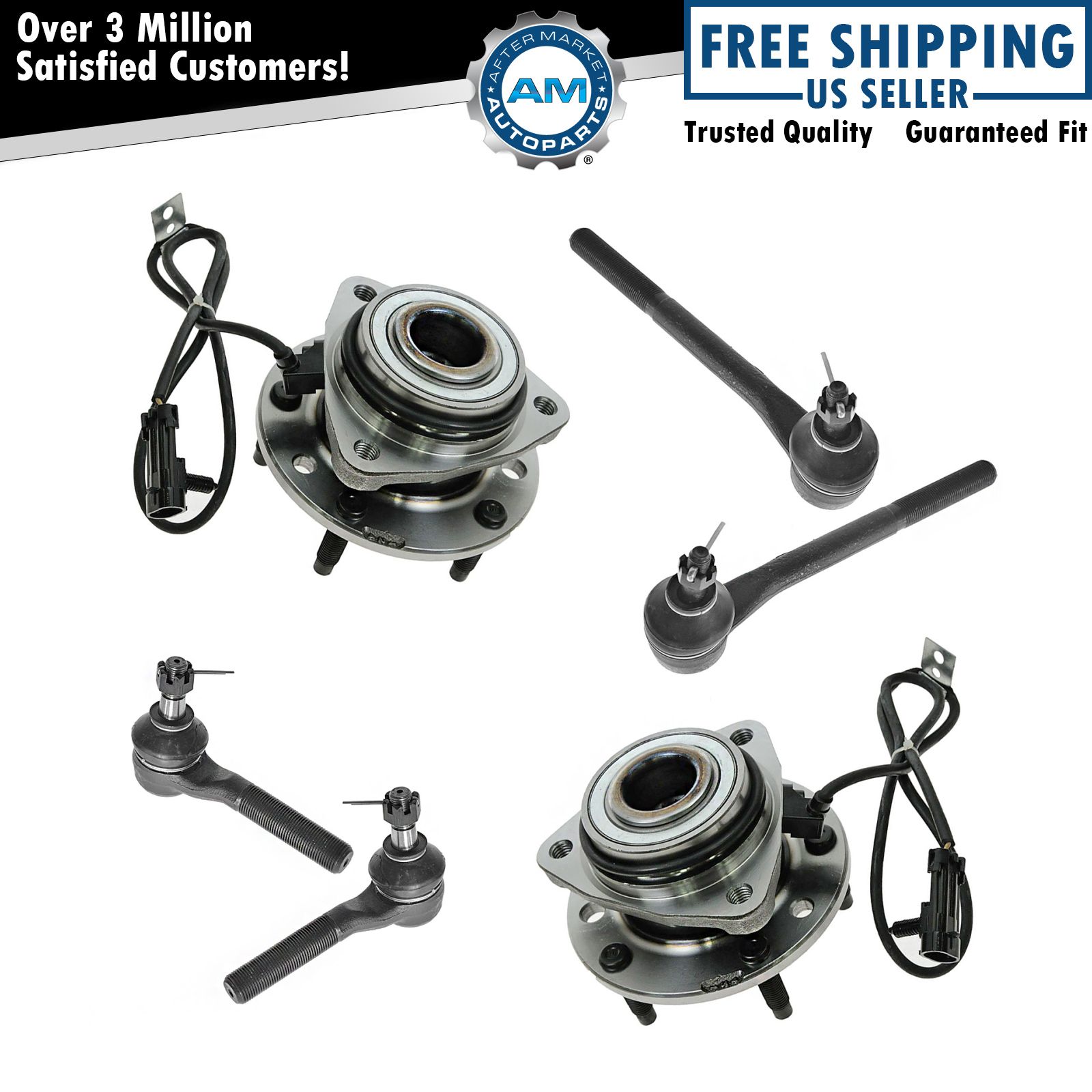 6 Piece Suspension Kit Wheel Hub & Bearing Assemblies w/ Inner & Outer