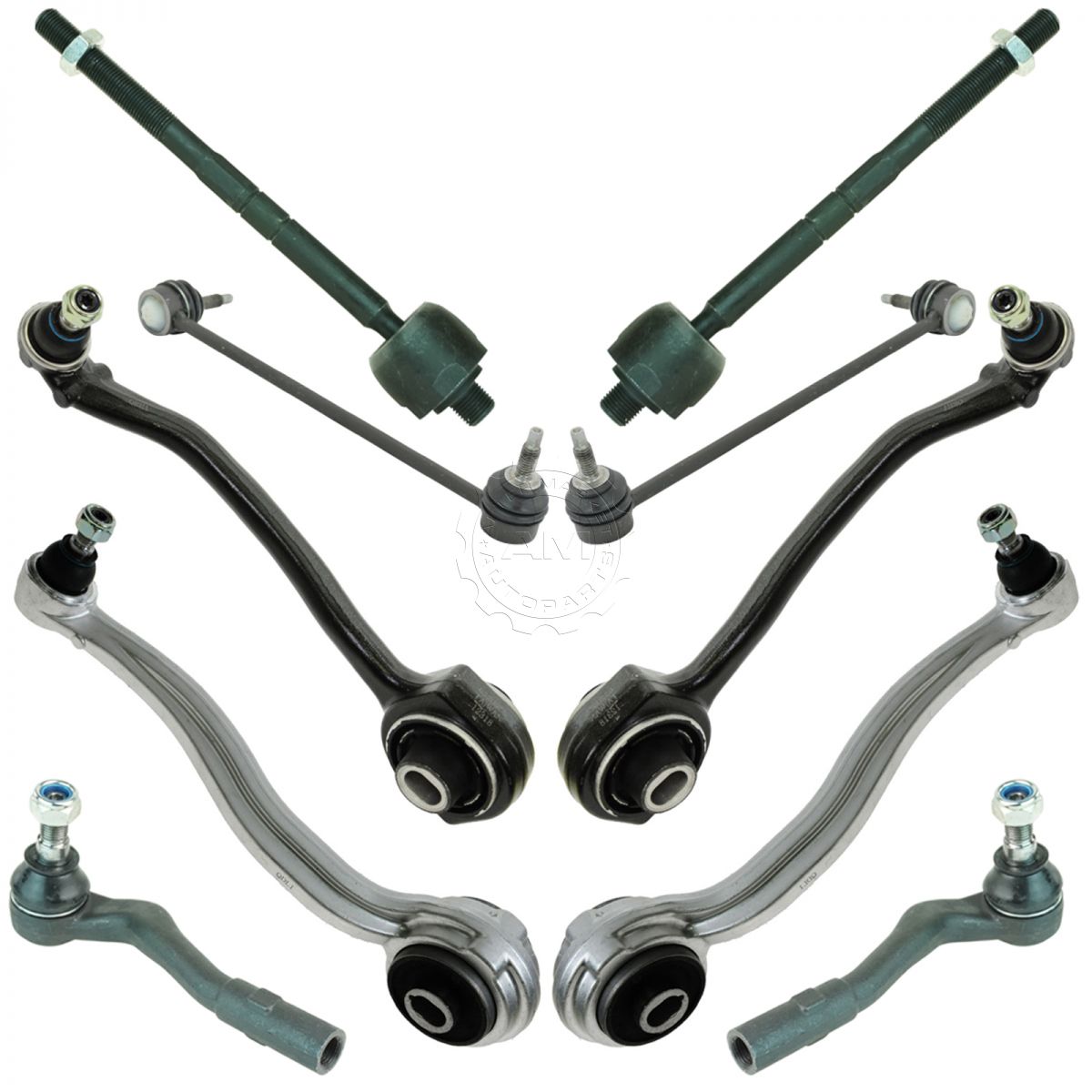 10 Piece Suspension Kit Set Control Arm Tie Rod Sway Bar End Link for