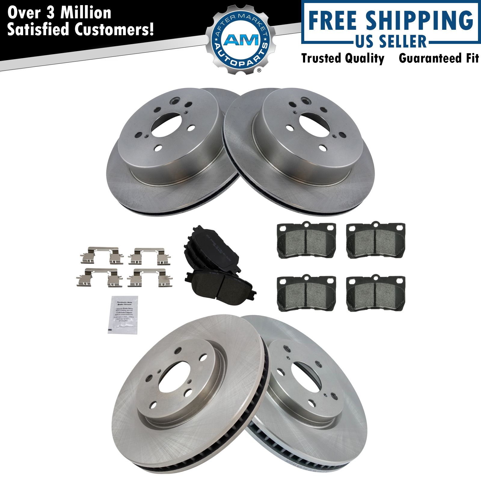 Front & Rear Brake Rotor & Premium Posi Semi Metallic Pad Kit for GS300 IS250