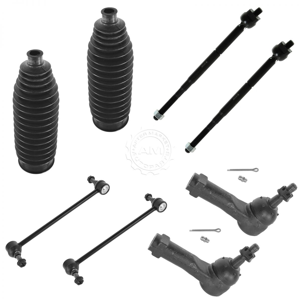 8 Piece Kit Tie Rod End Rack & Pinion Boot Bellow Sway Bar End Link LH