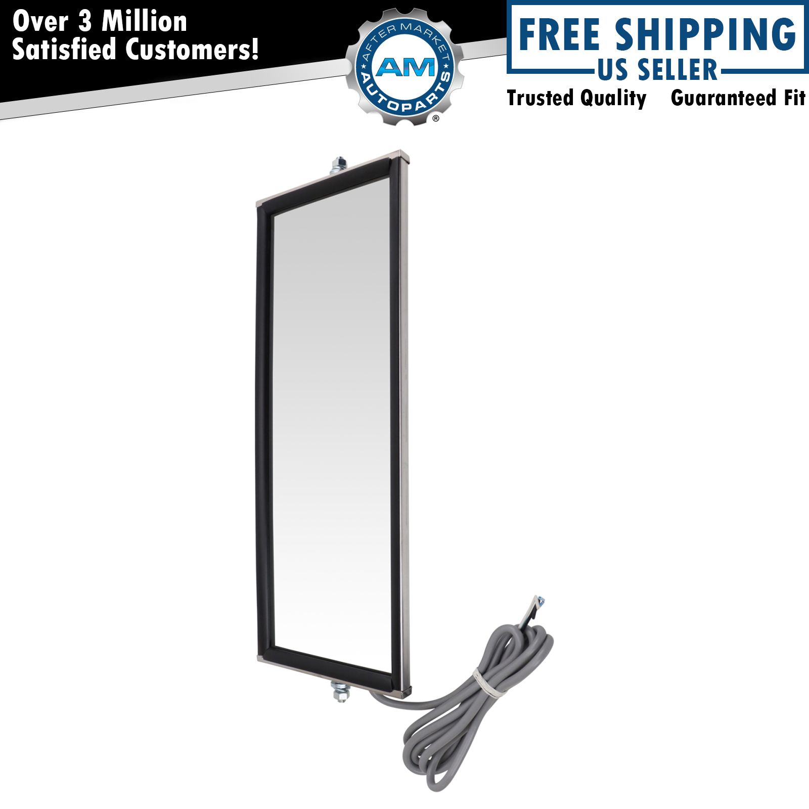 16/" x 6/" Stainless Steel West Coast Mirror Pair Heated for HD Semi Truck New