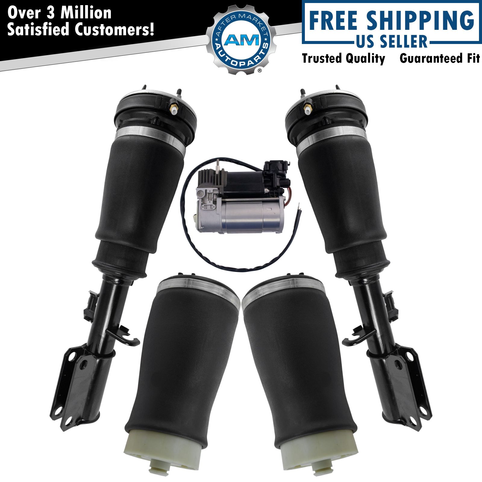 5 Piece Air Suspension Kit Front Rear Air Springs & Compressor for BMW ...